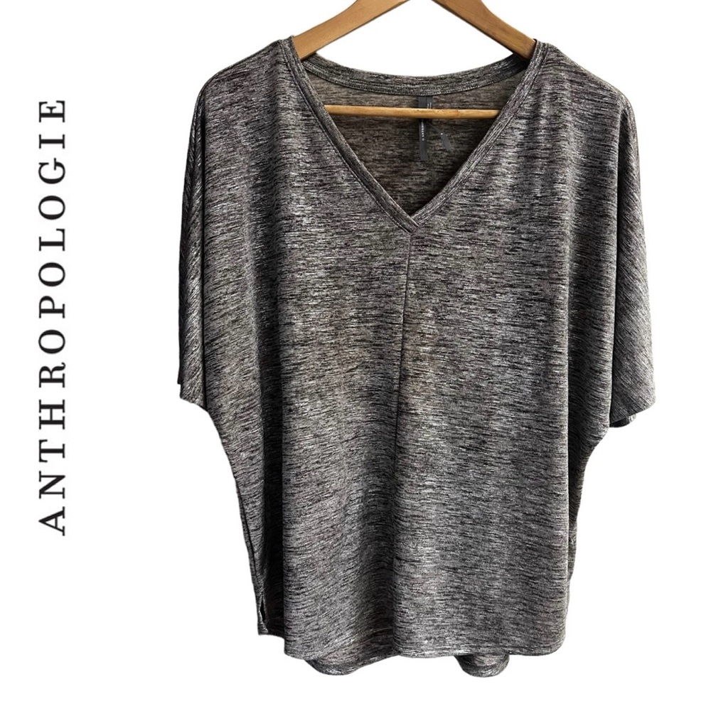 ANTHROPOLOGIE Metallic Silver‎ V-Neck Dolman Top Blouse Shirt Size S MSRP $70